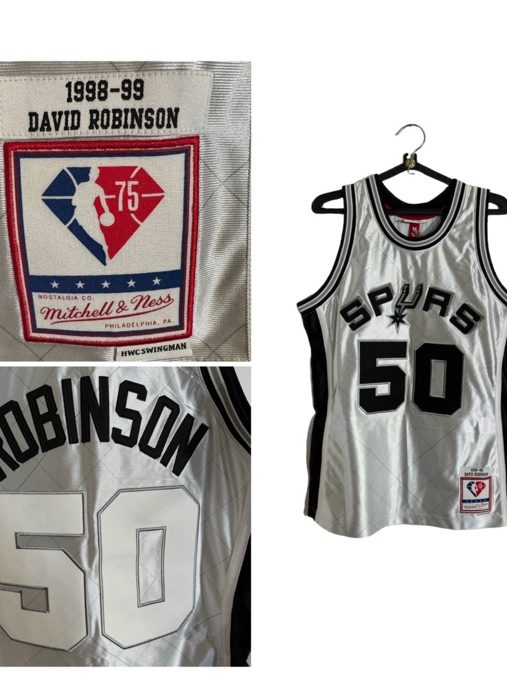 David Robinson Spurs Mitchell And Ness 75TH PLATINUM SWINGMAN
JERSEY Men Size M